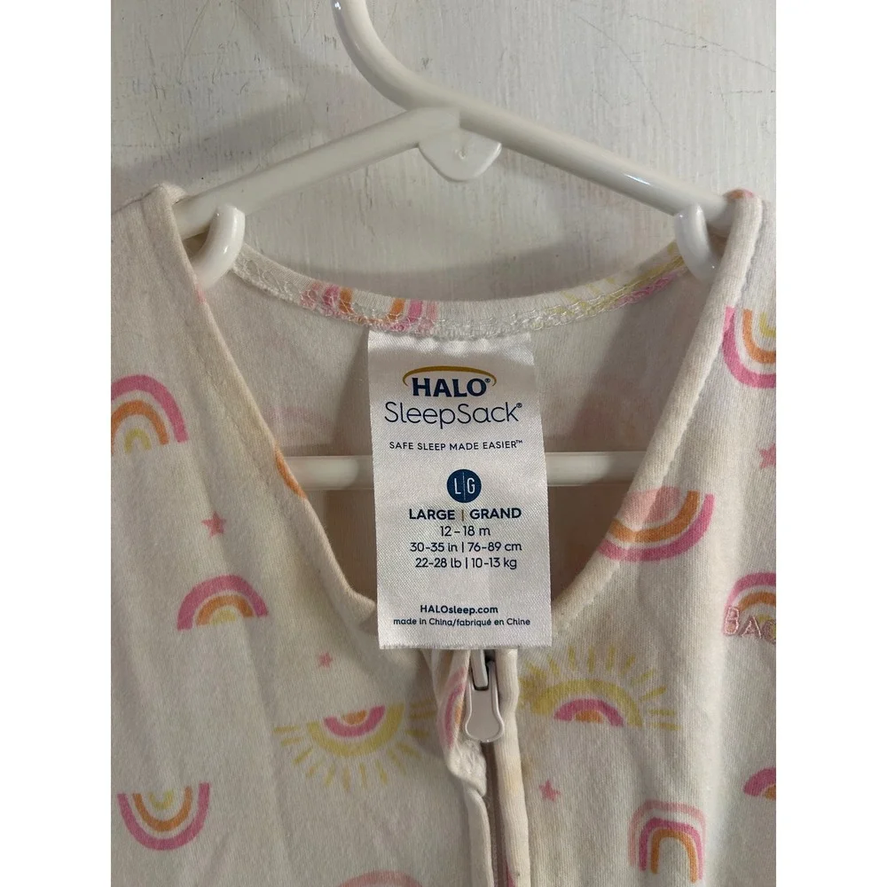 HALO SleepSack Large 12-18M White Rainbow Sun Star Wearable Blanket Kids